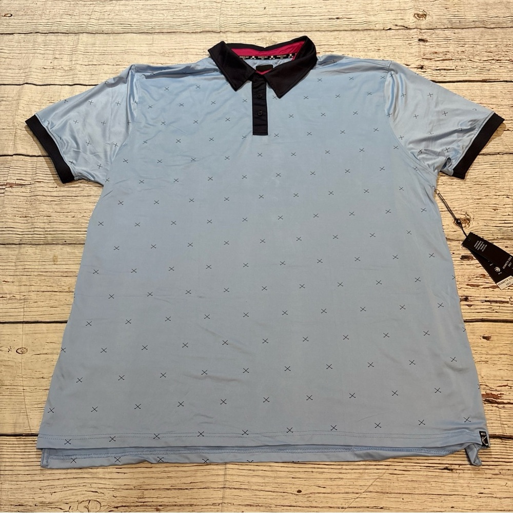 Kenneth Cole Men's Light Blue Polo Golf Shirt with Golf Clubs Size 4X